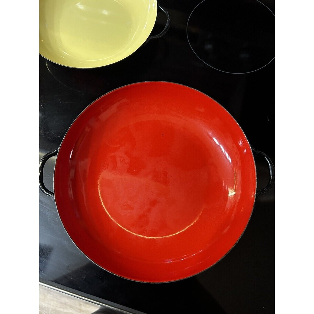 Vtg Lot Of 2 Caravelle Sizzling Servers Imported From France Red Yellow - Picture 4 of 6